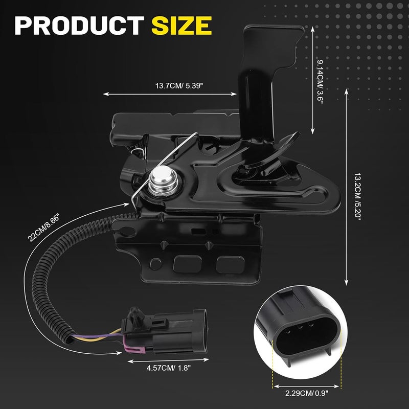 C-Tzu Front Hood Latch Lock Assembly with Sensor Switch Fit for Chevy Tahoe Silverad Suburban Impala Avalanche Malibu GMC Sierra Yukon Cadillac Escalade 2007-2014 Replaces 15139168 - Image 4